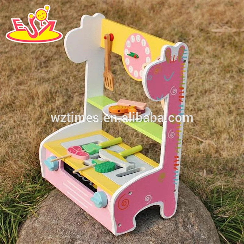 Großhandel Vorschule Kinder spielen Grill Holzspielzeug Bbq Set neue Design Mädchen Holz Spielzeug Bbq Set W10C302