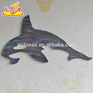 2018 New design home decorations wooden wall hanging top fashion whale shape wooden wall hanging W09D016