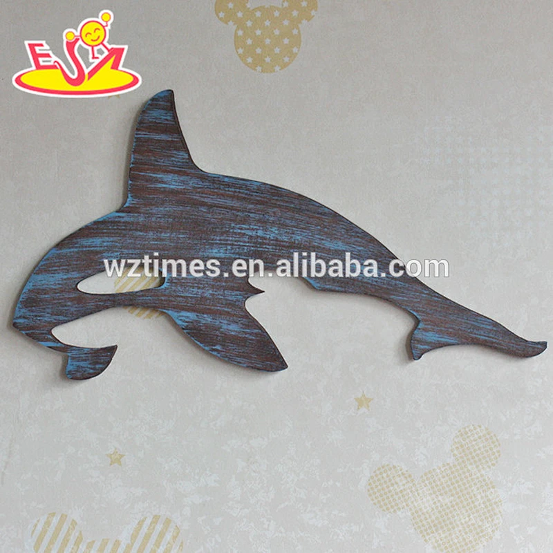 2018 New design home decorations wooden wall hanging top fashion whale shape wooden wall hanging W09D016