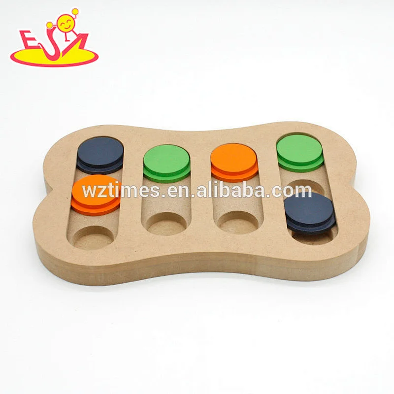 Wholesale top fashion interactive wooden puzzle feeder toy for colorful W06F067
