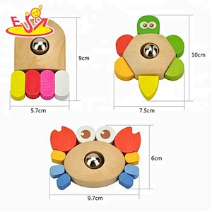 Wholesale lovely kids wooden clutching toy colorful wooden octopus and turtles and crabs clutching toy W08K015