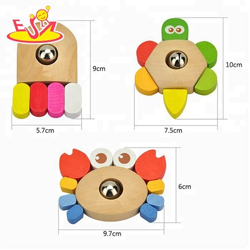 Wholesale lovely kids wooden clutching toy colorful wooden octopus and turtles and crabs clutching toy W08K015