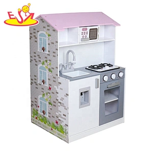 2019 New design 2 in 1 miniature wooden dollhouse kitchen for children W06A374