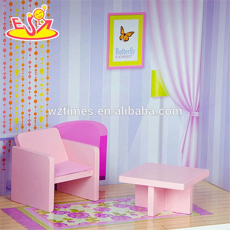 Wholesale beautiful kids wooden dollhouse cottage toy 3 floor girls wooden dollhouse cottage W06A224