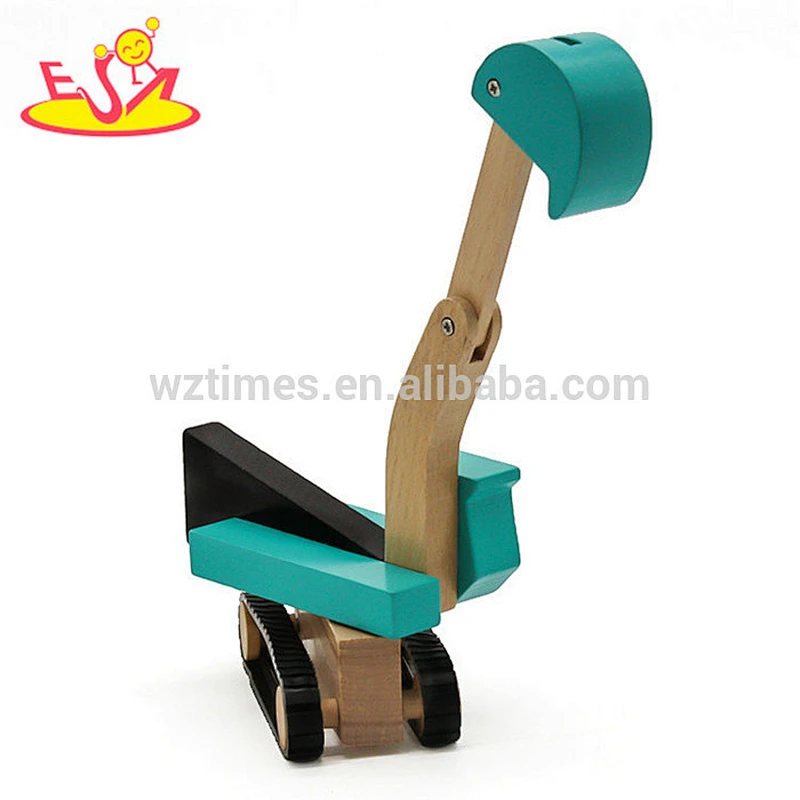 New hottest kids mini wooden toy backhoe for wholesale W04A381