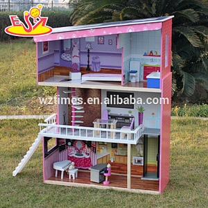 2018 Nuevo diseño de casa de muñecas de madera para niñas modelo de moda superior casa de muñecas de madera para niñas La mejor casa de muñecas de madera para niñas W06A151