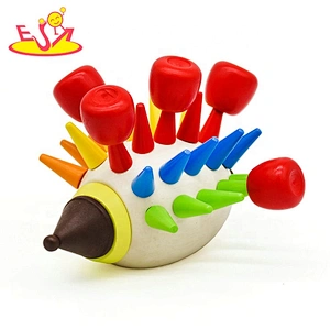 high quality assembling baby wooden hedgehog toy best kids wooden hedgehog toy for wholesale W01A294
