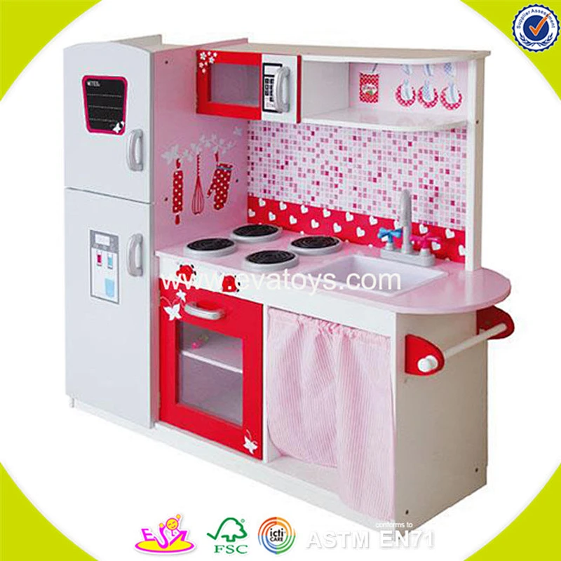 2018 New products baby wooden kitchen set toy best design children big wooden kitchen set toy with refrigerator W10C037
