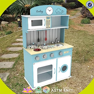 2018 New design blue wooden kids kitchen set top fashion wooden kids kitchen set best wooden kids kitchen set W10C266