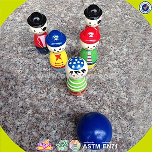 wholesale Funny wooden bowling ball set toy,Cute colorful wooden bowling set toy,Mini lovely wooden toy bowling toys W01B010