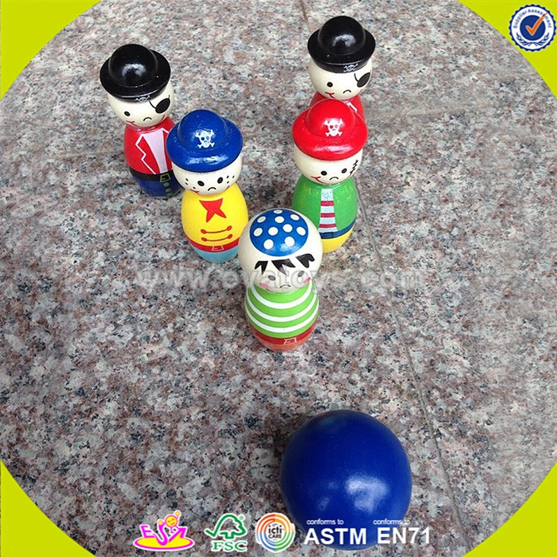 wholesale Funny wooden bowling ball set toy,Cute colorful wooden bowling set toy,Mini lovely wooden toy bowling toys W01B010