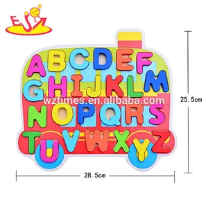 hottest sale educational shape matching wooden English puzzle for children W14B083