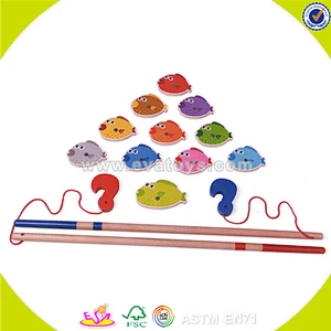 top quality DIY educational wooden fishing game toy for kids W01A085