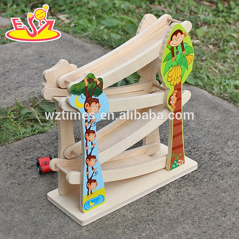 2018 New design wooden Marble Run toys funny wooden speed car toys educational wooden marble run for toddlers W04E044