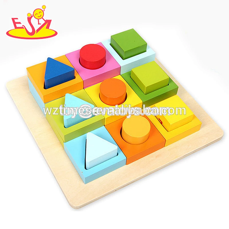 Wholesale educational toy wooden shape matching game for baby learning shapes and colors W13E074