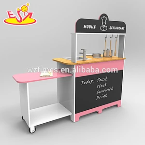 2018 Wholesale children wooden play kitchen toy with customize W10C250