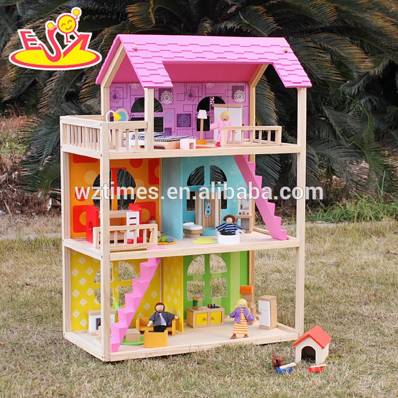 wholesale high quality children wooden newly dollhouse top fashion baby wooden newly dollhouse W06A170