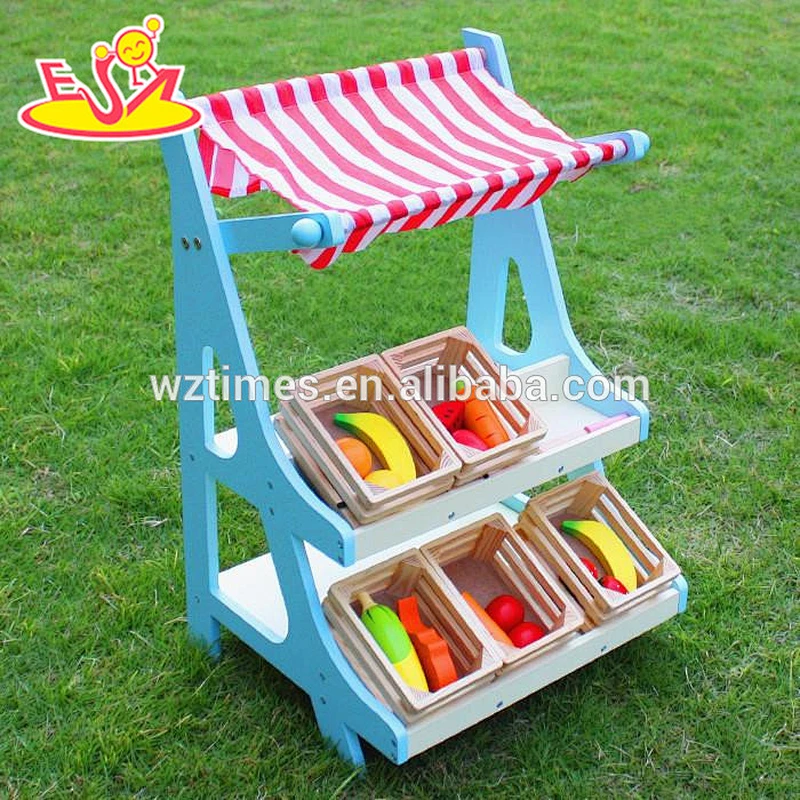 Wholesale high quality play shop game wooden vegetable stand toy W10A053