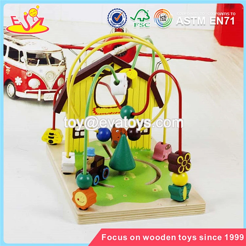 wholesale cheap toddlers wooden bead maze toy high quality games wooden kids bead maze toy W11B141