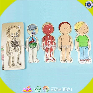 wholesale funny human shape jigsaw toy newest kids wooden human shape jigsaw toy colorful wooden human shape jigsaw toy W14A137