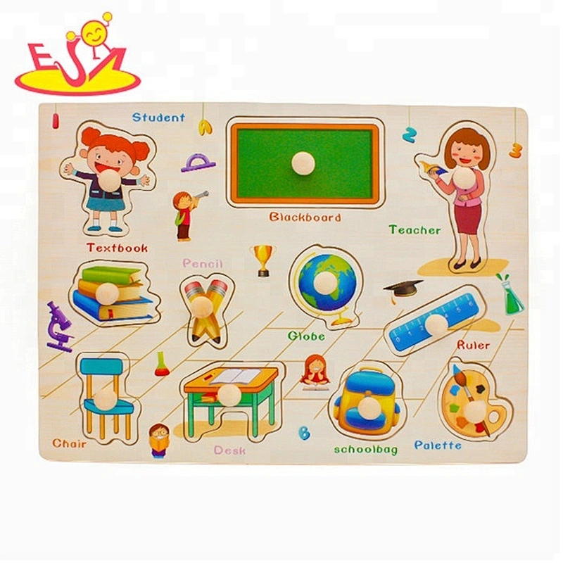 New design classroom learning wood puzzle toy for toddlers W14M146