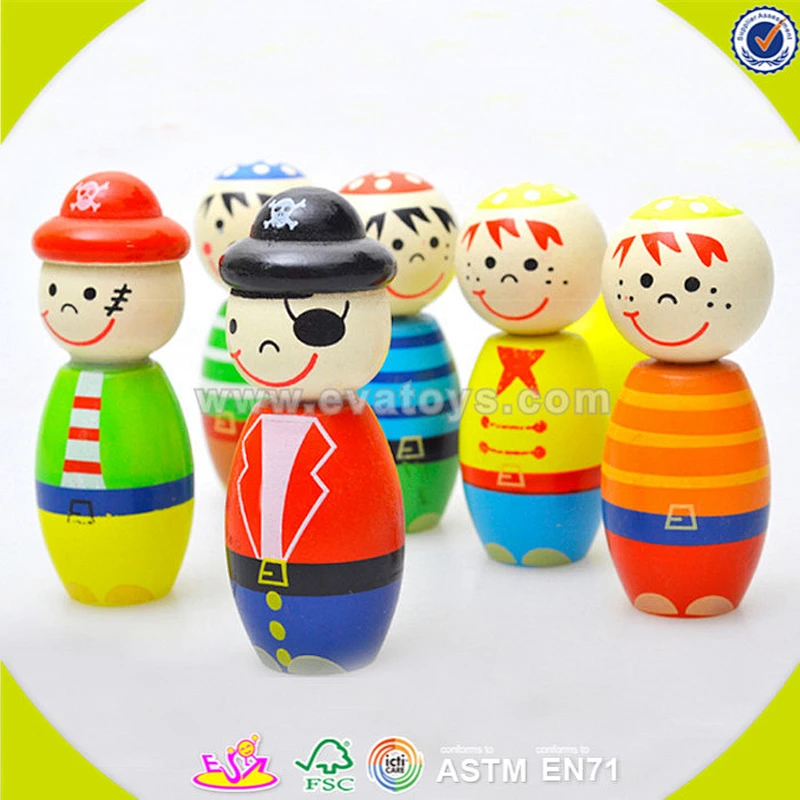 wholesale Funny wooden bowling ball set toy,Cute colorful wooden bowling set toy,Mini lovely wooden toy bowling toys W01B010