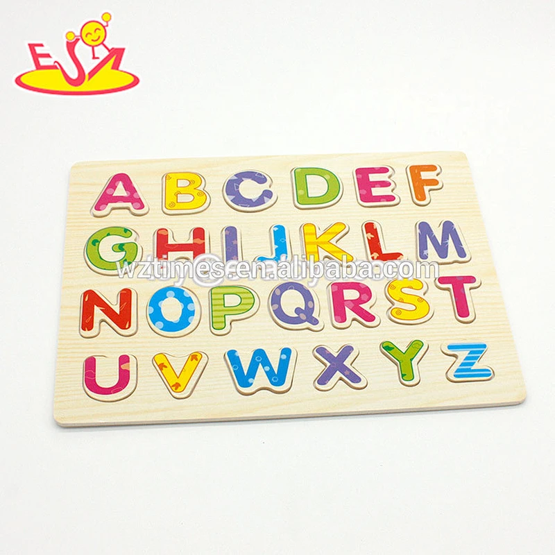 Wholesale kid lower cases wooden letters puzzle toy for sale W14B087