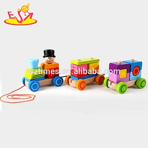 Großhandel hochwertige kinder holz bausteine ​​zug set heißer verkauf holz bausteine ​​zug set w05c037