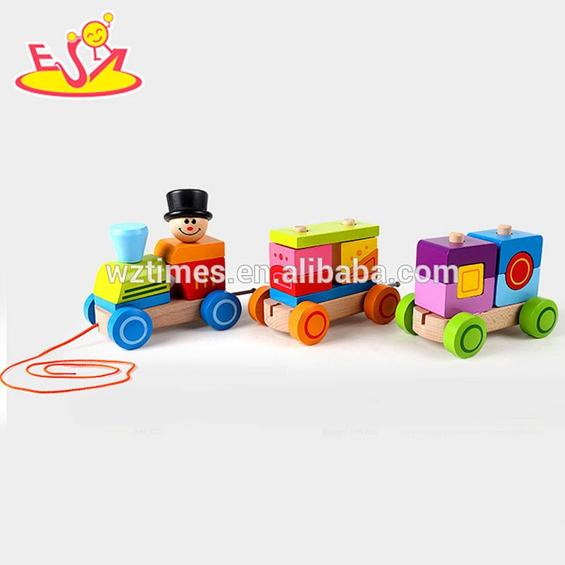 Großhandel hochwertige kinder holz bausteine ​​zug set heißer verkauf holz bausteine ​​zug set w05c037