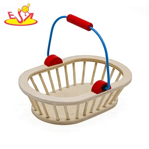 2019 Most popular pretend play food wooden fruit basket toy for kids W10B309