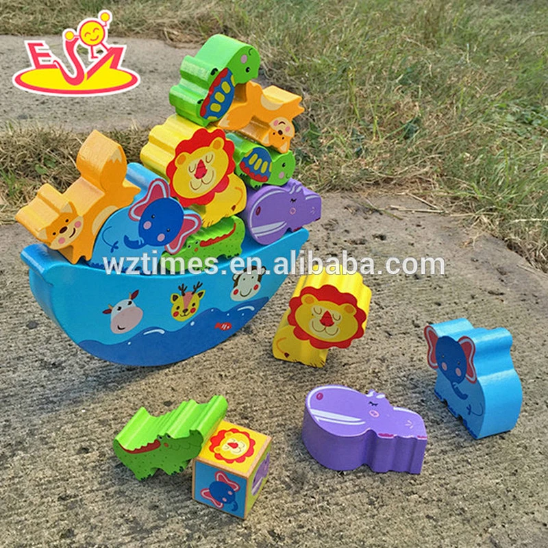 Wholesale funny stacking animal wooden balance toy for baby W11F047