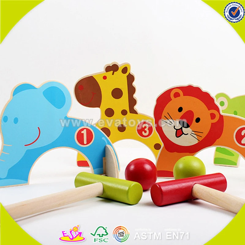 wholesale new cute kids wooden golf toy,Lovely animal design wooden golf toy,Top quality funny wooden golf toy W01A066