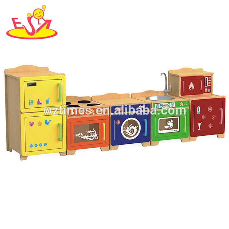Wholesale preschool kitchen furniture toy, wooden pretend kitchen toy, best design children wooden pretend kitchen toy W10C273