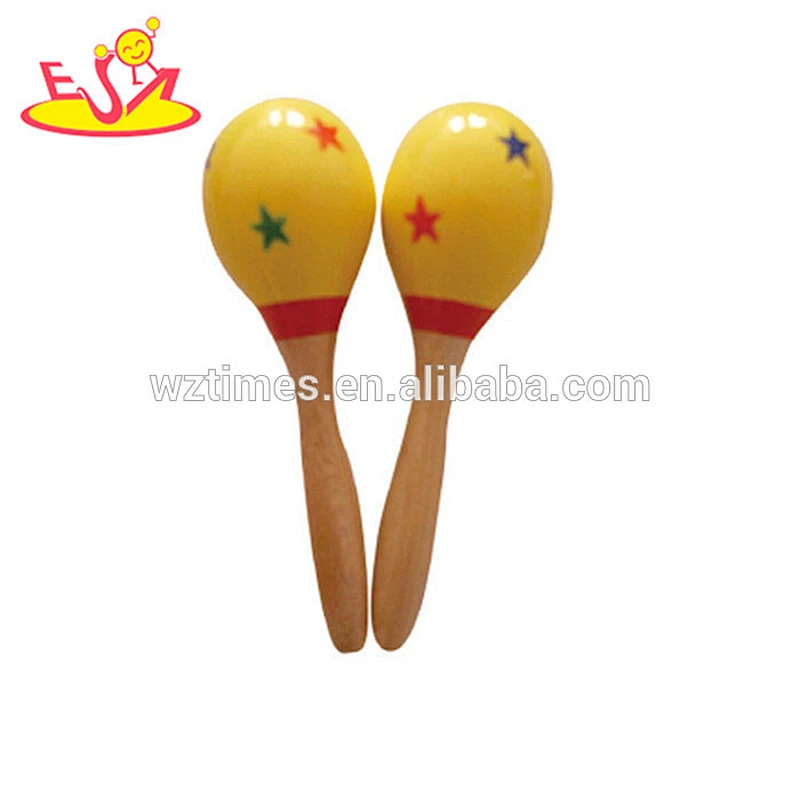 Wholesale toddlers preschool wooden maracas beach best sale children toys wooden maracas beach for sale W07I061