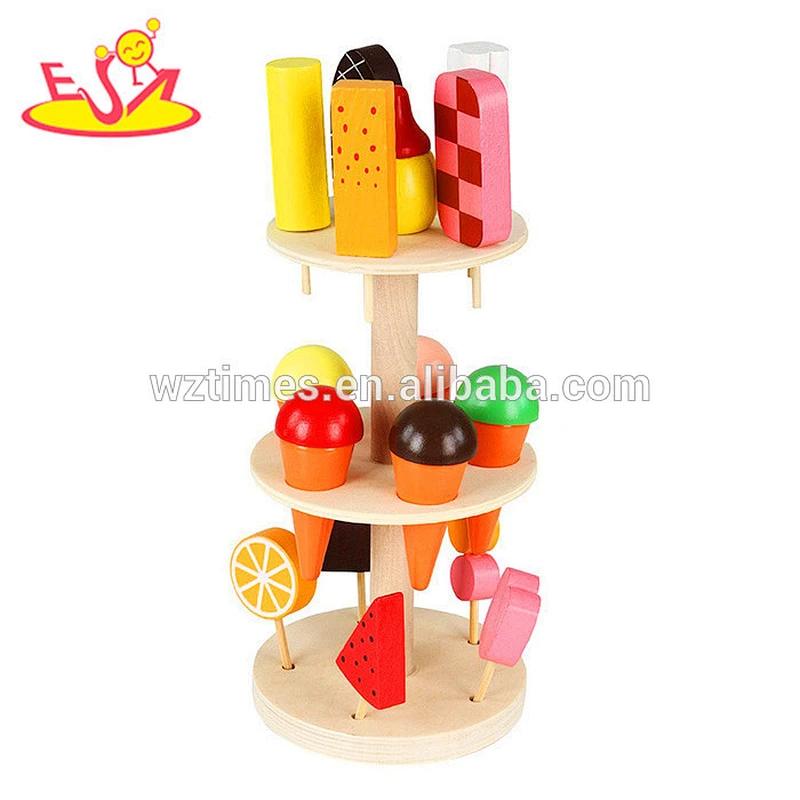 2018 wholesale baby wooden ice cream cone toys DIY kids wooden ice cream cone toy children wooden ice cream cone toys W10B172
