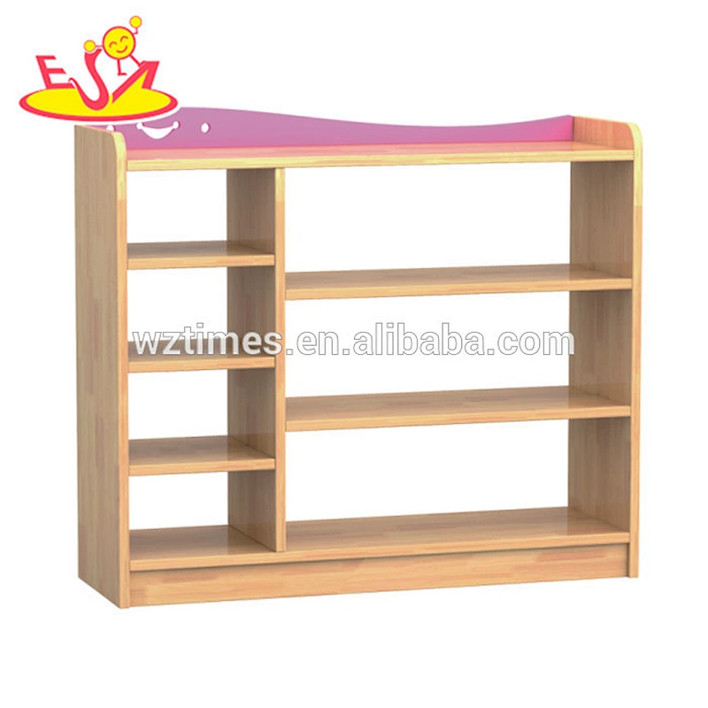 Wholesale nursery school wooden toy storage units best design cartoon wooden toy storage units for kindergarten W08C196