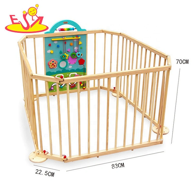 hot sale foldable wooden baby playpen with busy board W08E024
