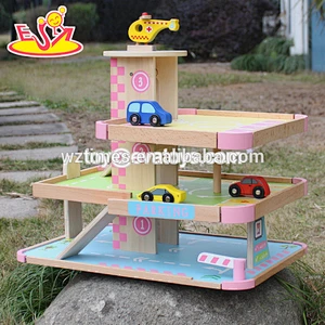 high quality wooden toy car garage for toddlers W04C001