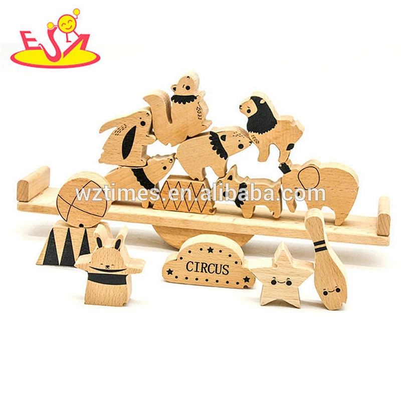 Neues Design für Kinder Zirkustiere Holzblockspiel für Bildung W11F077