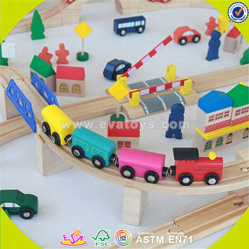children toy railway wooden train set for wholesale W04C013
