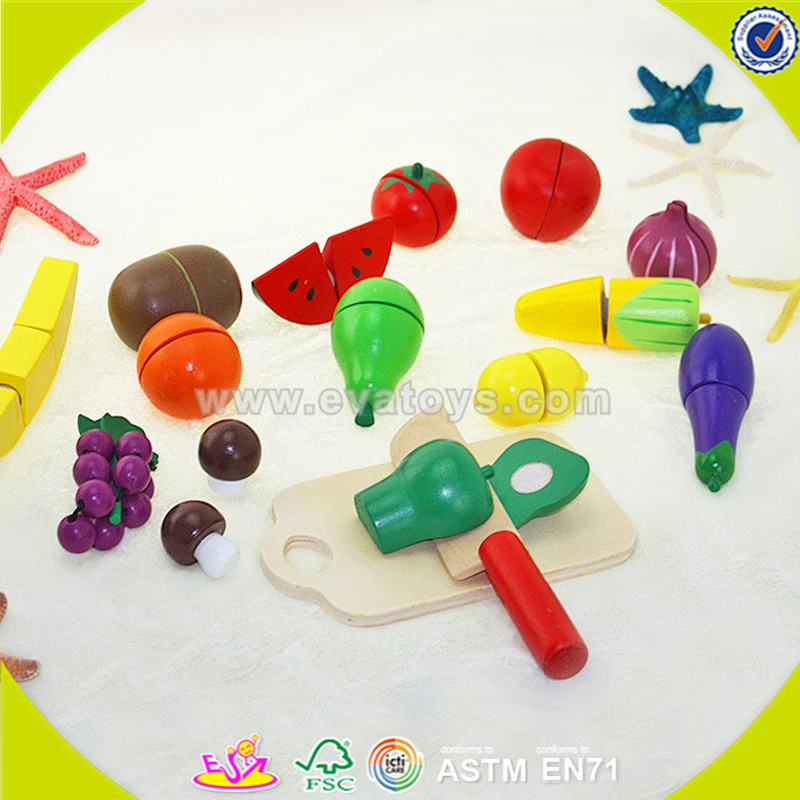 wholesale baby wooden fruit cutting toy, DIY kids wooden fruit cutting toy, role play children wooden fruit cutting toy W10B114