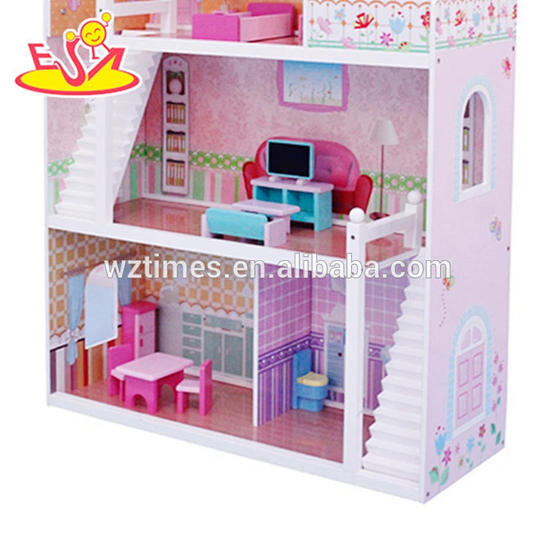 wholesale girls miniature toys wooden doll house kits W06A083