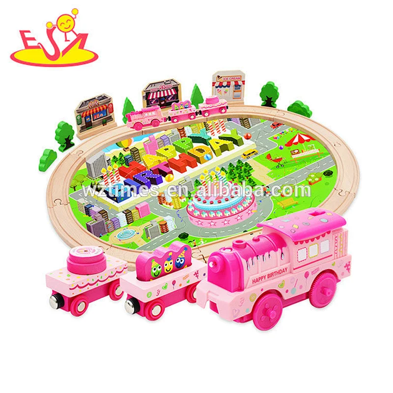 Wholesale best quality 39pcs DIY boy wooden train tracks toy for sale W04C076