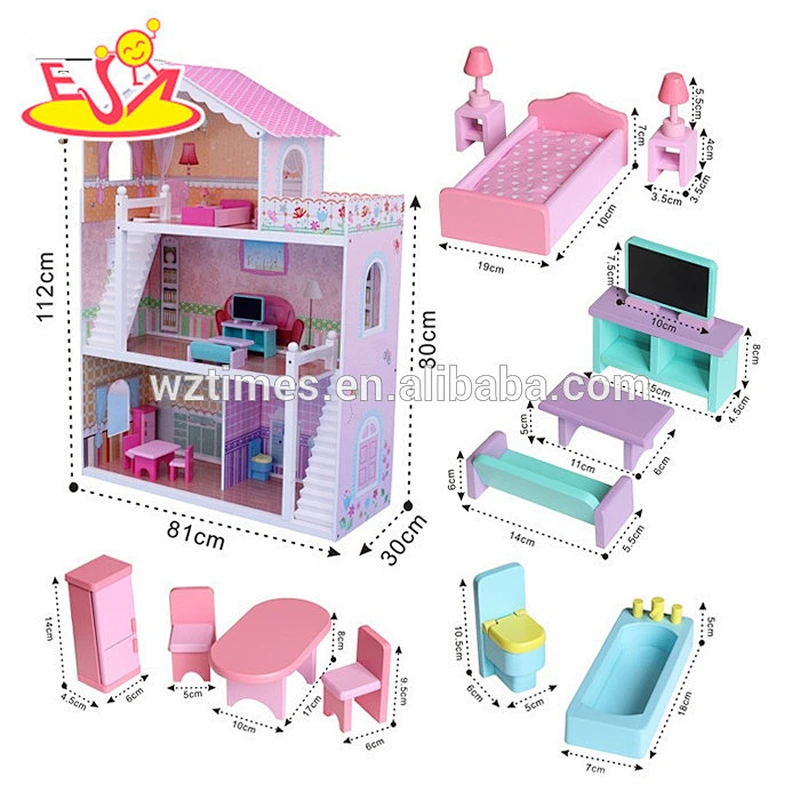 2018 New design girls miniature toys wooden doll house kits W06A083