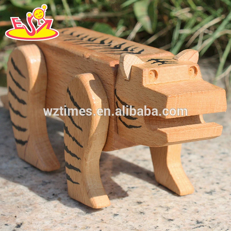 wholesale cute children educational wooden tiger intelligence toy for sale W11C015