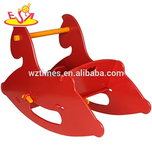 2018 wholesale high quality environmental wooden rocking horse W16D082A