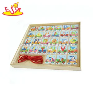 2018 Wholesale wooden puzzle toys funny mini letter puzzle for baby W14B094
