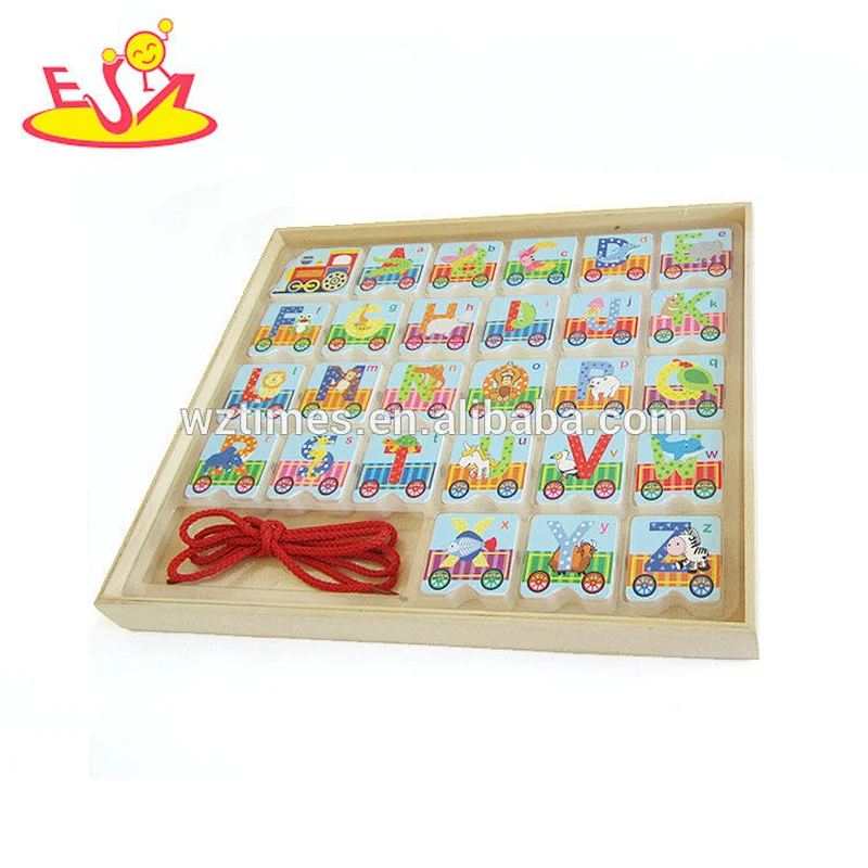 2018 Wholesale wooden puzzle toys funny mini letter puzzle for baby W14B094