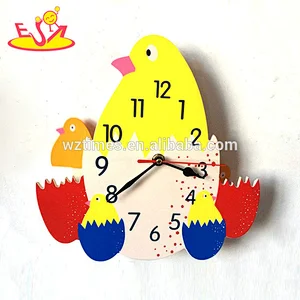wholesale top fashion children wooden creative wall clock for sale W14K029
