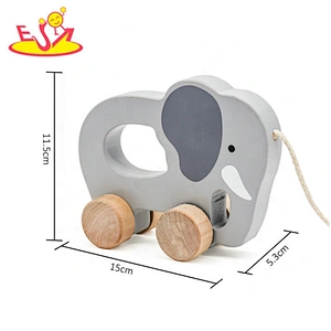 high quality children wooden elephant drag toy for wholesale W05B084